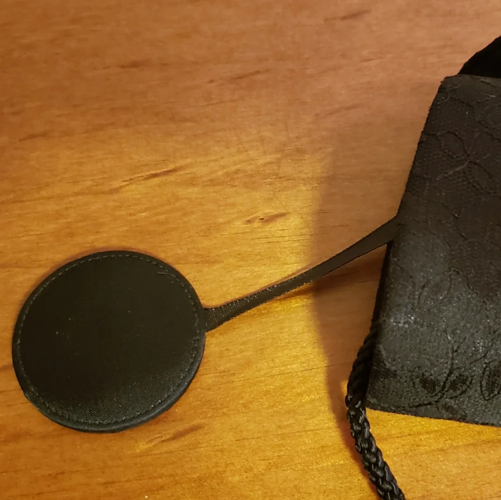 Elegant Jaquard Black Clutch With Cord Strap